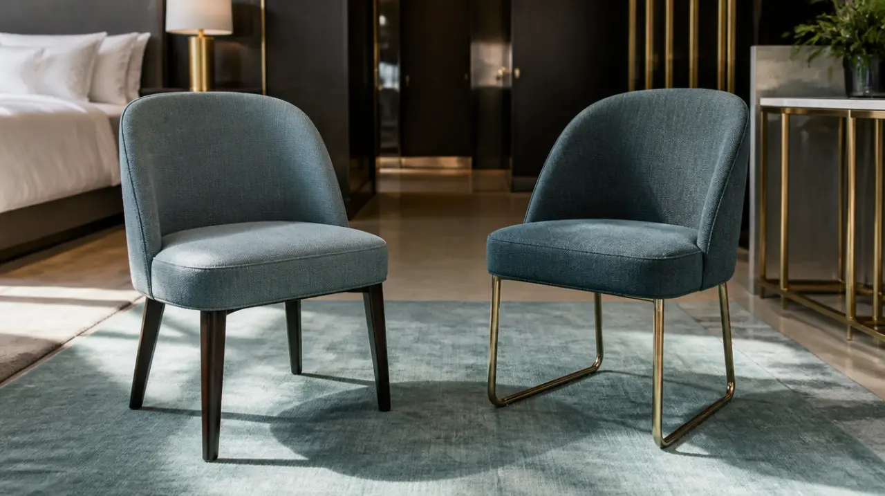 2. Four-leg side chair against sled-base side chair